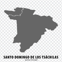 Blank map Santo Domingo de los Tsachilas Province of Ecuador. High quality map Santo Domingo de los Tsachilas with municipalities on transparent background. Ecuador.  EPS10