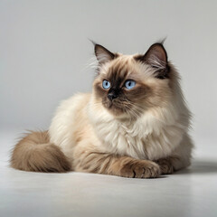 座っている可愛いバーマン猫