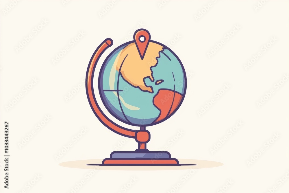 Leinwandbilder a globe featuring a distinct location pin to highlight a chosen destination, showcasing a modern and