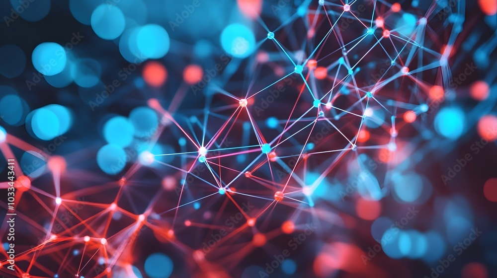 Aufkleber abstract network of interconnected glowing points and lines