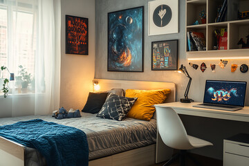 Stylish Contemporary Teen Bedroom with Modern Amenities  