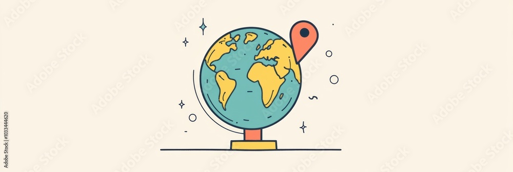 Aufkleber a stylish globe displays continents with a striking location pin, inviting explorers to discover new