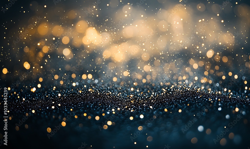 Fototapete A mesmerizing scene featuring shimmering particles of light, creating a magical bokeh effect against a dark background.
