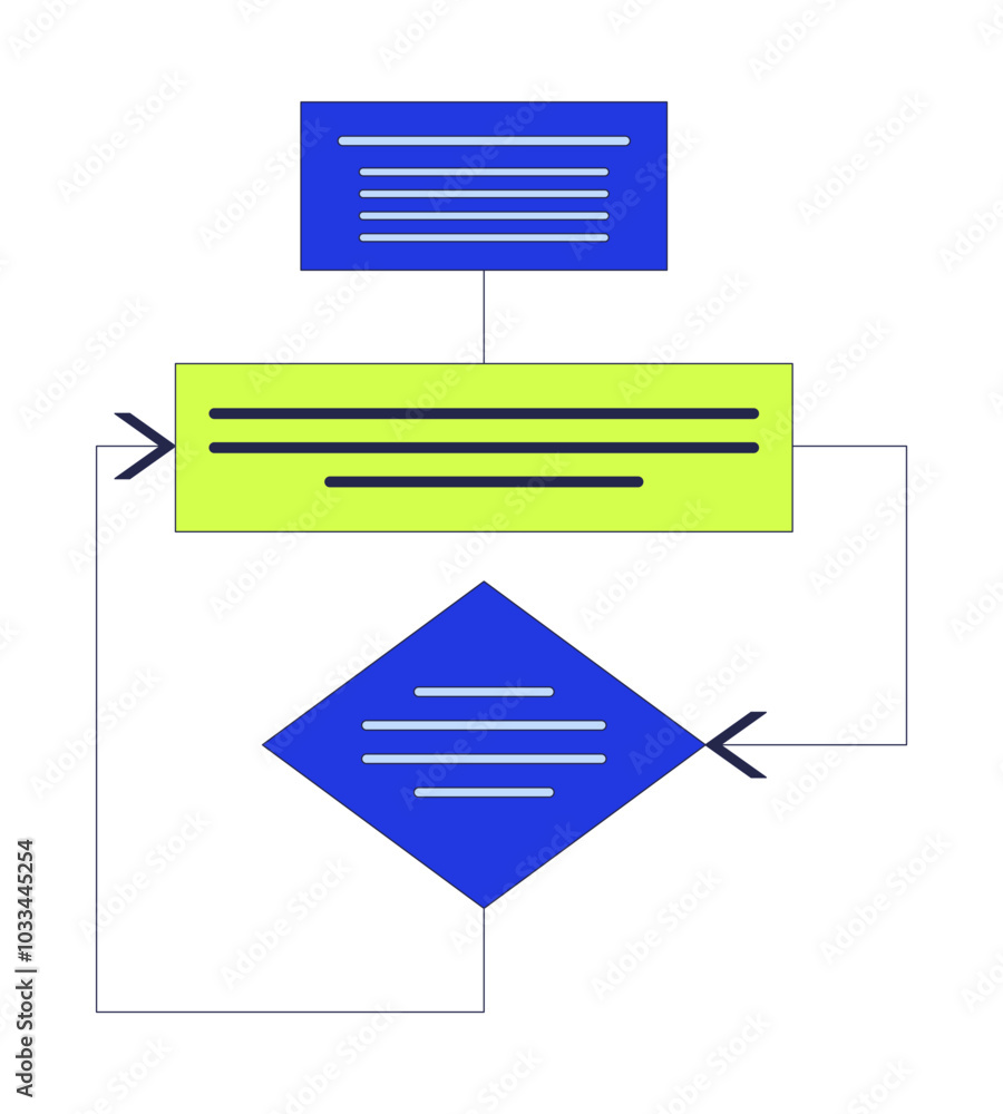 Poster block diagram 2d cartoon object. analysis scheme. schematic flowchart algorithm. decision tree. plan