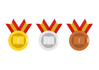 本のアイコンのついたメダル