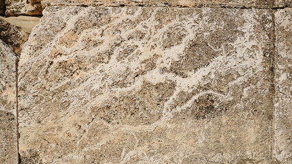 Stone Wall Textured Close-Up Beige Natural Weathered Surface Detail