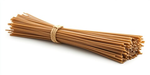 Japanese buckwheat soba noodles; set against a white background.