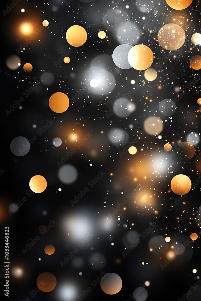 Aufkleber A mesmerizing array of shimmering circles in gold, white, and silver against a dark backdrop, creating a vibrant and ethereal atmosphere.