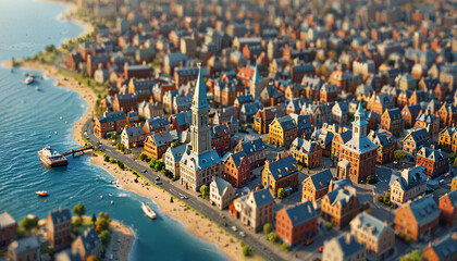 Ville miniature au bord de la mer