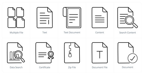 A set of 10 File icons as multiple file, text, text document
