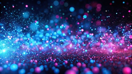 abstract background of glowing blue and pink particles Wide-Angle