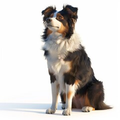 Australian Shepherd Sitting on White Background