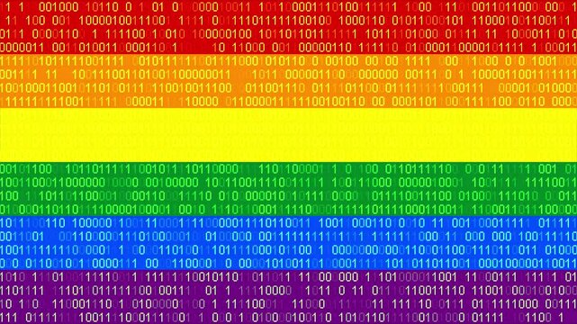 Binary code on flag of Peace or lgbt