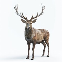 Obraz premium Majestic Deer with Antlers Isolated On White Background