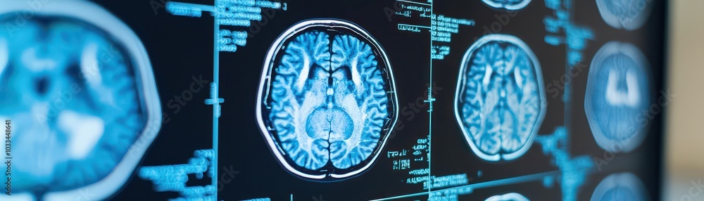 Aufkleber a close-up view of brain scans displayed on a screen, showcasing detailed imaging that highlights va
