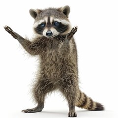 Fototapeta premium Cute Raccoon Standing on Two Legs noted, I'll follow whoever set it up