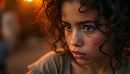 Beautiful Woman's Face Illuminated by Sunlight