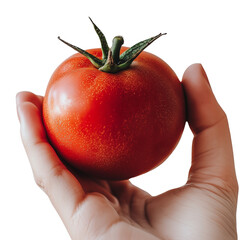 hand holding tomato isolated