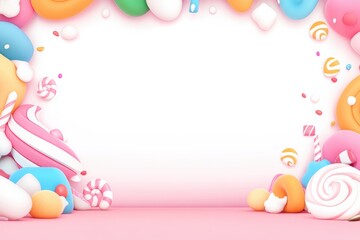 Fototapeta premium A vibrant and colorful candy-themed frame perfect for fun, festive events or sweet treat promotions.