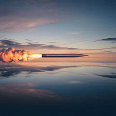 sunset over the lake. Generative AI