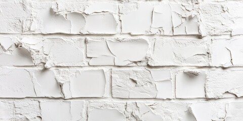 Fototapeta premium Textured white brick wall with a stucco pattern. Abstract background featuring a plaster decorative pattern, relevant for interior design and construction concepts.