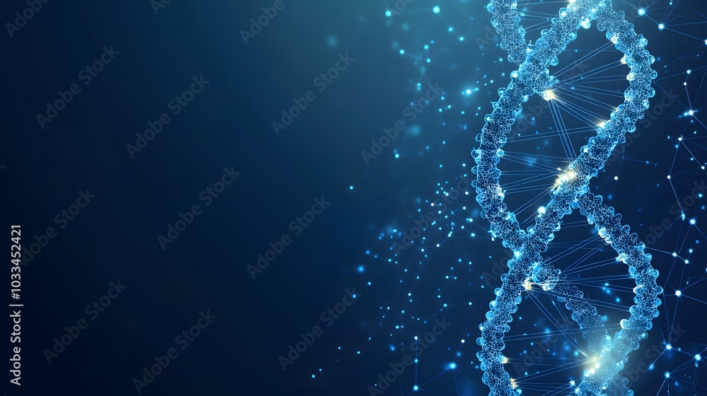 Poster abstract representation of a dna double helix with a glowing center