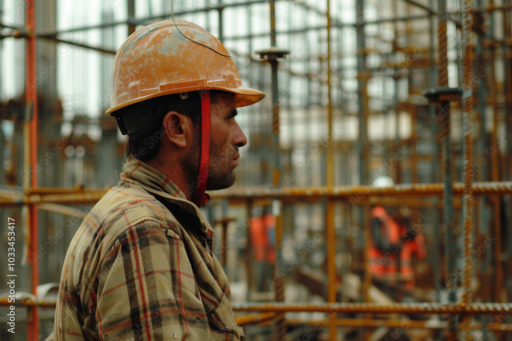 Poster construction site with cranes generative ai image