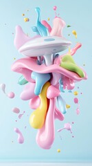 A vibrant explosion of colorful paint splashes creating a dynamic and artistic display, perfect for creative projects and backgrounds.
