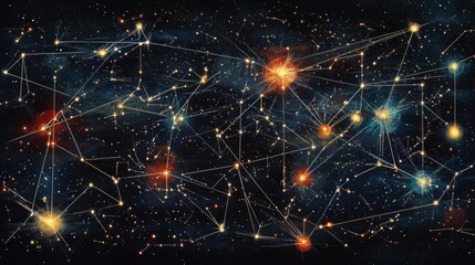 Obraz premium Interceptions in Netball Cosmic Constellations and Shooting Stars
