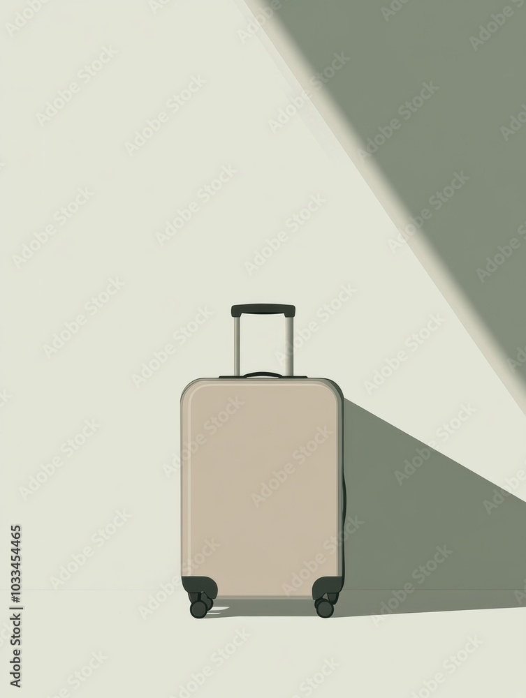 Poster the illustration features a suitcase with a handle, showcasing minimalist design through elegant lin