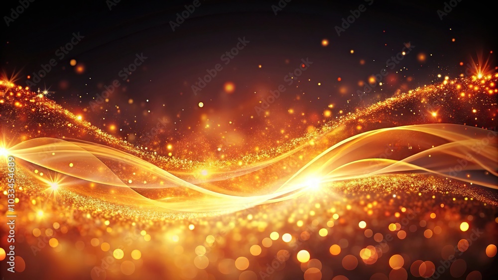 Wall mural abstract wavy flame background with blurry depth of field effect and sparkles