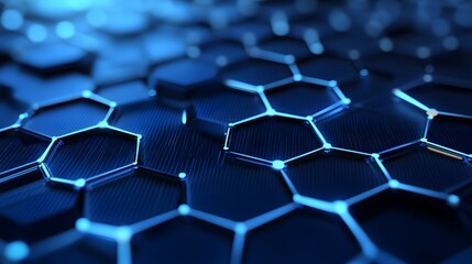 Obraz premium Abstract 3D Rendering of Interconnected Blue Hexagons