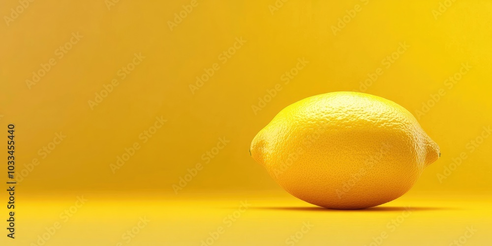Poster lemon isolated on a yellow background. area for text or design.