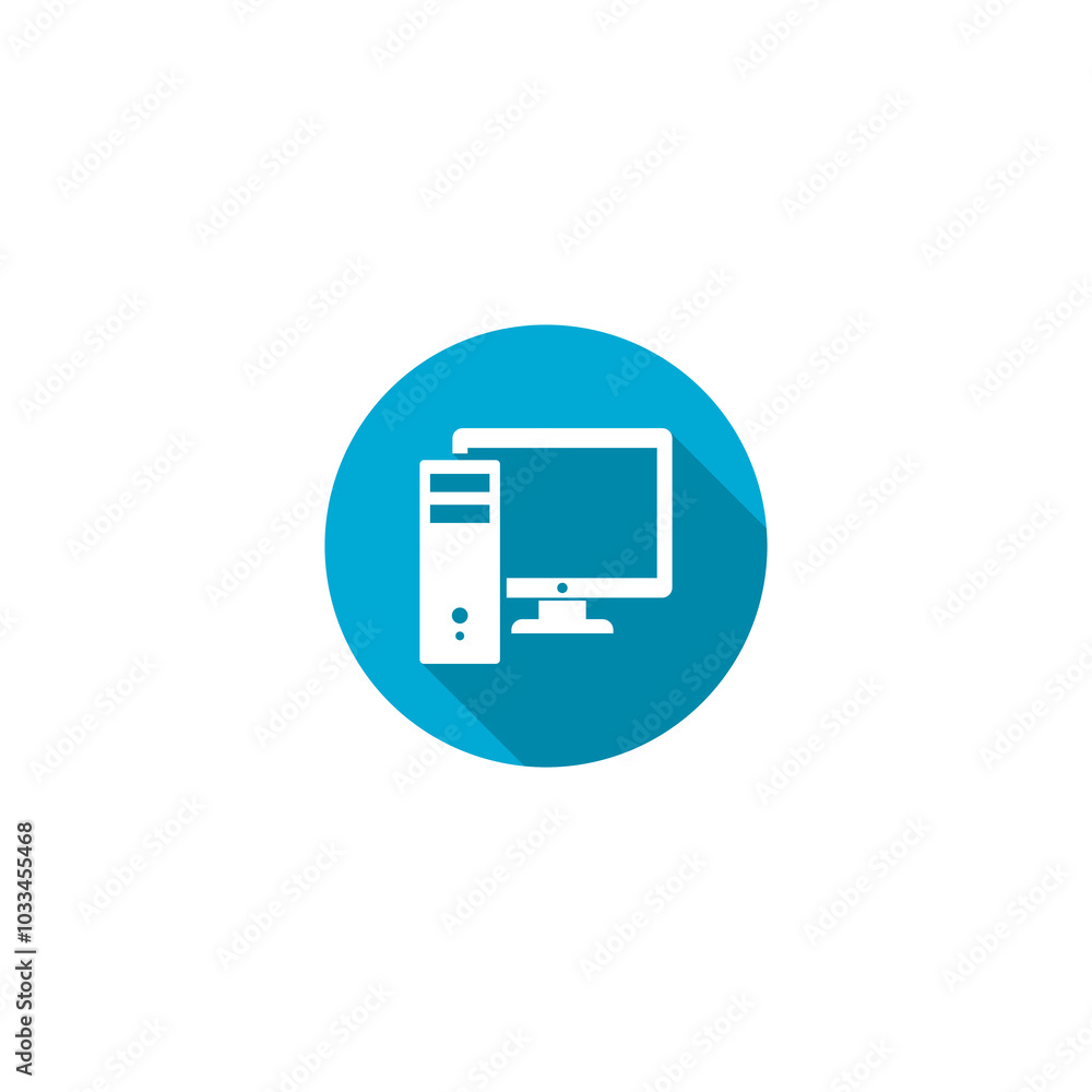 Poster computer flat design long shadow icon isolated on transparent background