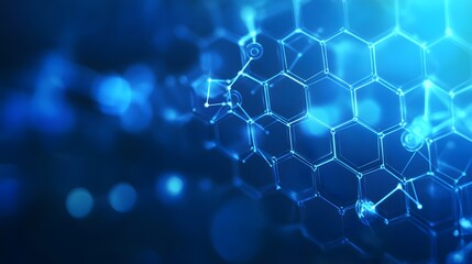 Abstract 3D Render of Blue Hexagonal Network