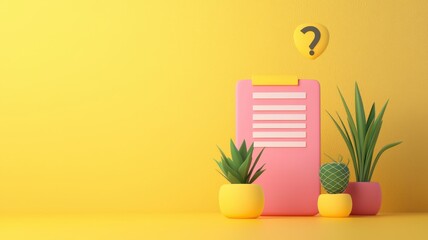 Vibrant 3D illustration of a quiz interface showcasing an engaging results page with dynamic colors.