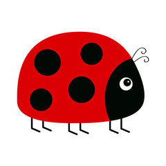 Lady bug, lady bird. Cute cartoon kawaii funny baby character. Black and red insect icon. Card Sticker print. Happy Valentines Day. Childish style. Flat design. Isolated White background. Vector