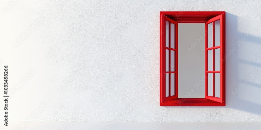 Leinwandbilder red window on a white backdrop with copy space