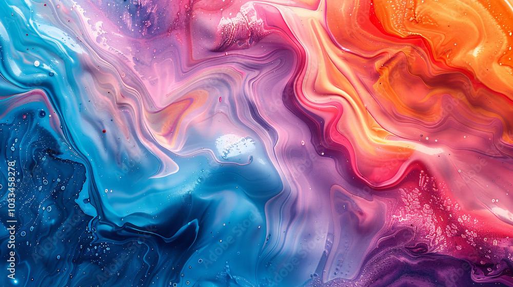Poster abstract background with colorful paint swirls and fluid shapes, creating an artistic texture. high-