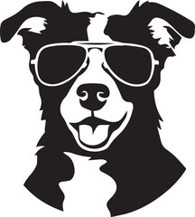 Dog with sunglasses Vector Black Silhouette Design For T-Shirt