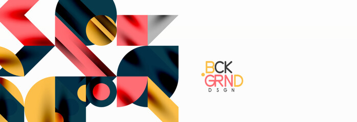 Trendy colorful circles, lines, arrows, triangles and other geometric shapes. Vector Illustration For Wallpaper, Banner, Background, Card, Book Illustration, landing page