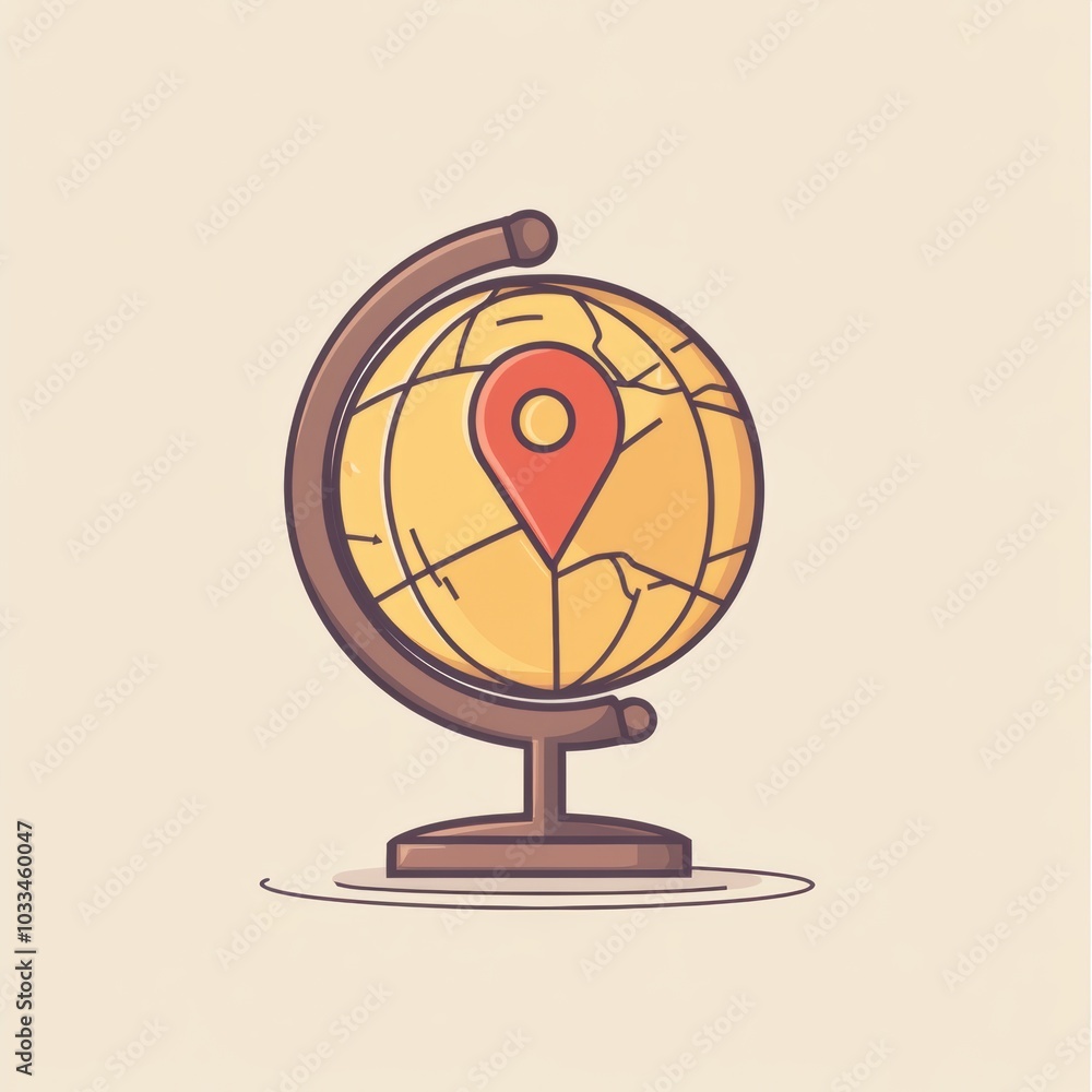 Poster a globe with a prominent location pin marks an important destination, symbolizing exploration and ad