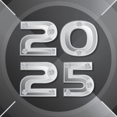 Happy New Year 2025 design with latest technology and industry illustrations