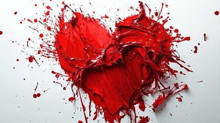 Vibrant Red Heart Abstract Art Expression in Splattered Paint