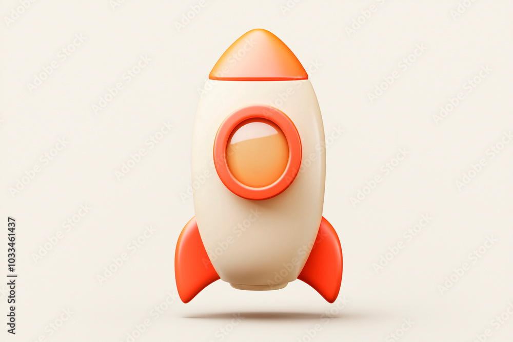 Wall mural 3 d rocket icon, color beige, red-orange