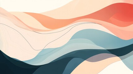 Fototapeta premium Abstract Wave Pattern in Pastel Colors - Minimalist Digital Art
