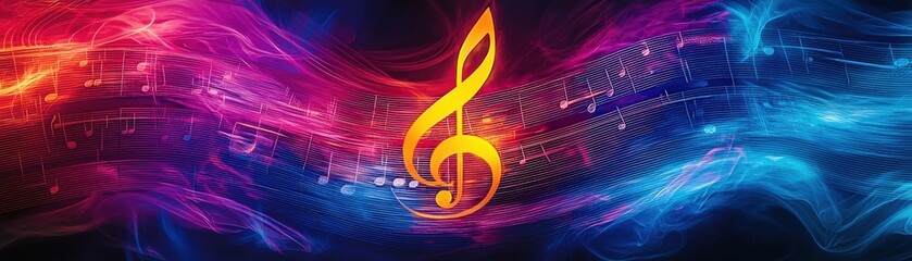 Beautiful 3D Tapestry Illustration with Musical Notes