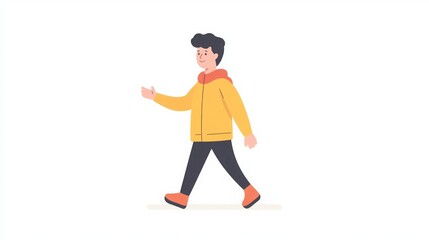 Smiling Man Walking in Casual Wear - Illustration