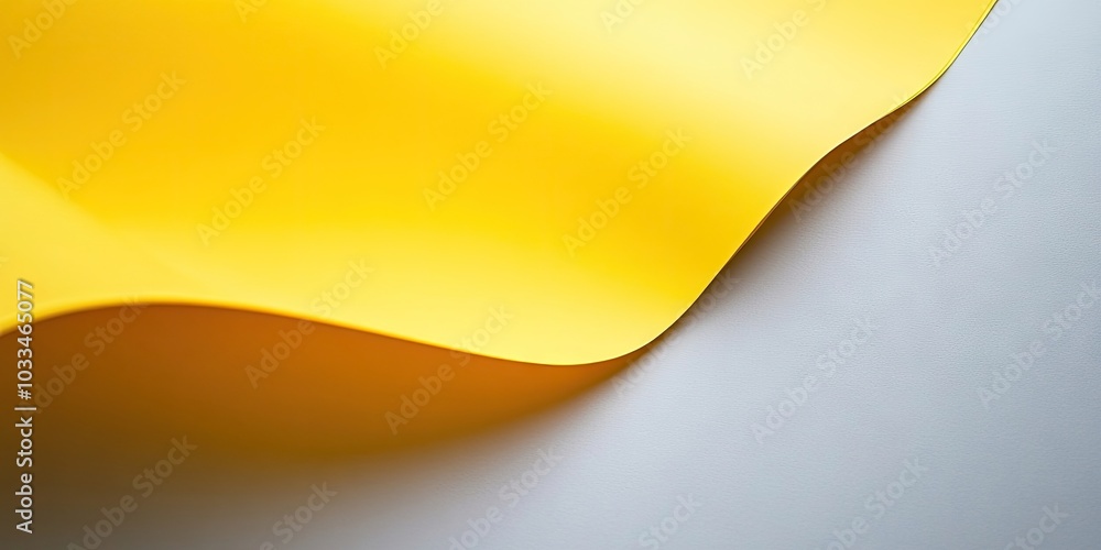 Aufkleber close-up view of a yellow sheet of paper on a gray background.