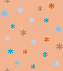 Japanese Pretty Round Snow Flower Vector Seamless Pattern